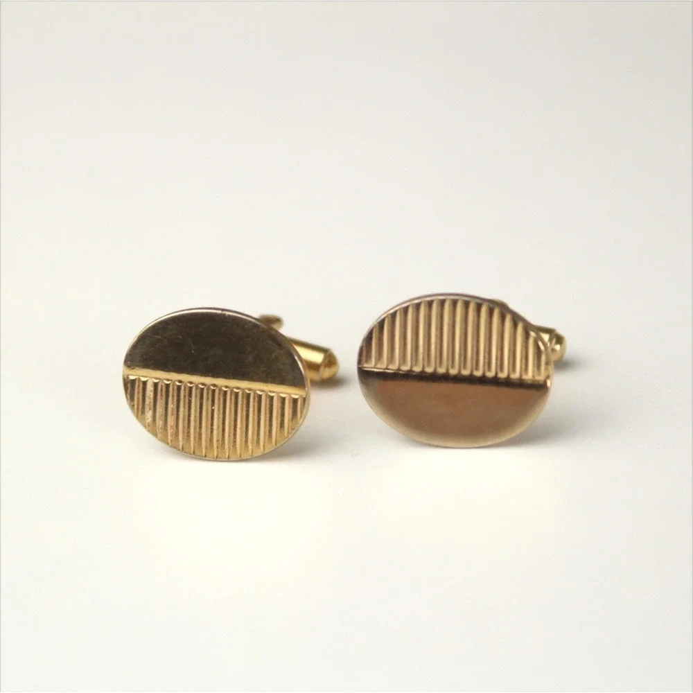 Vintage Men's‎ Gold Tone Rectangle Cufflinks Formal Shirt Accessories